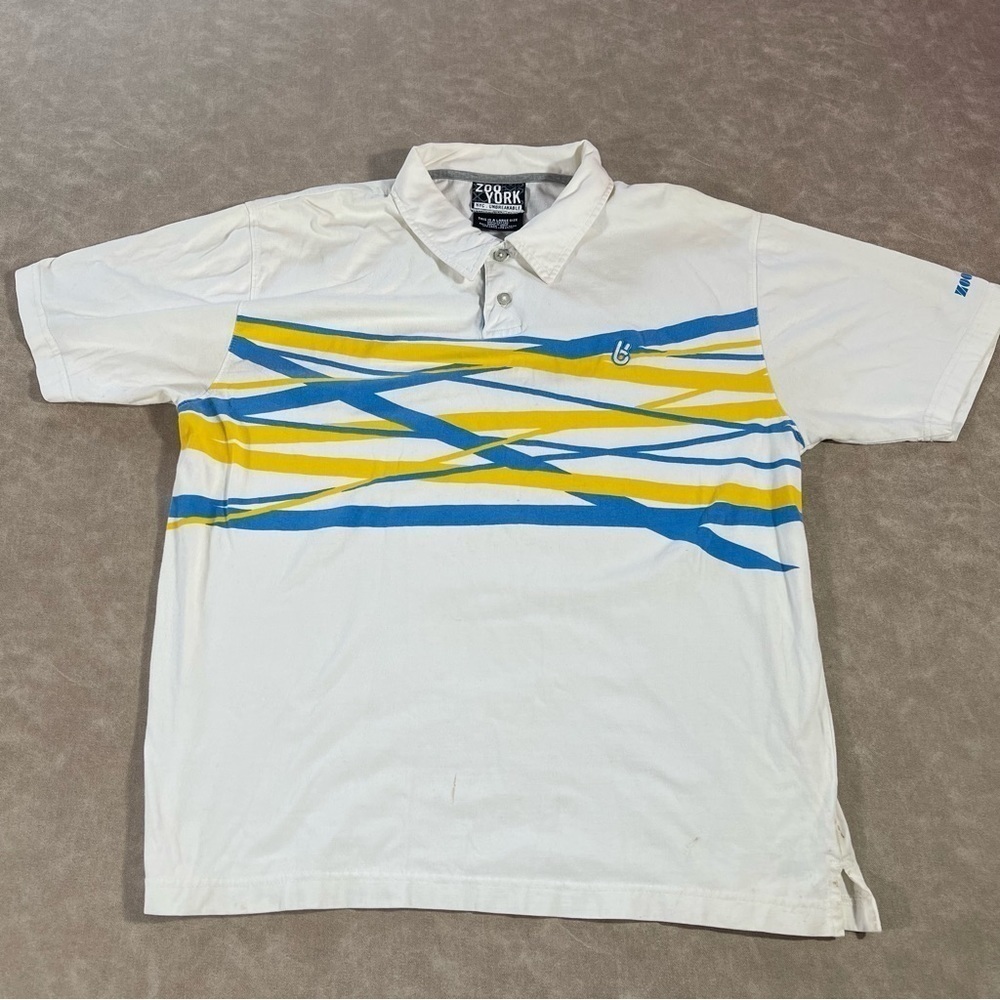 Zoo York Unbreakable Polo Blue and Yellow Striped Men’s Size Large